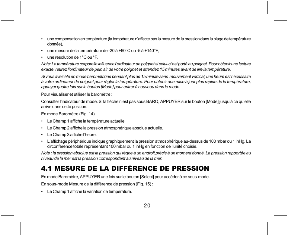 1 mesure de la différence de pression | SUUNTO Yachtsman User Manual | Page 54 / 270