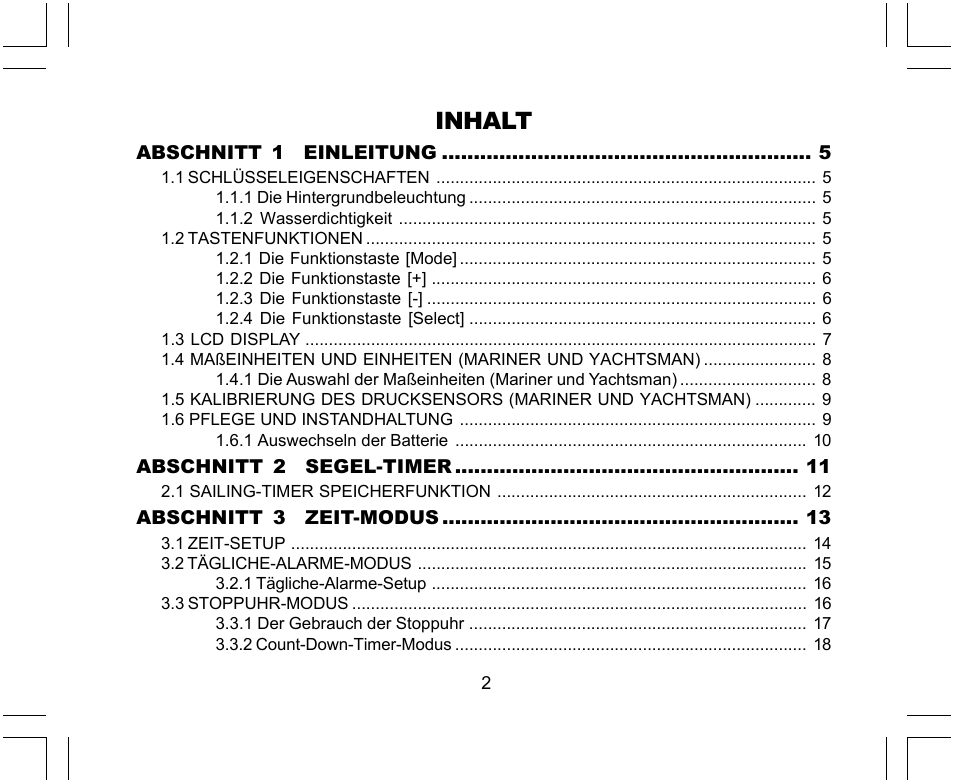 Inhalt | SUUNTO Yachtsman User Manual | Page 70 / 270