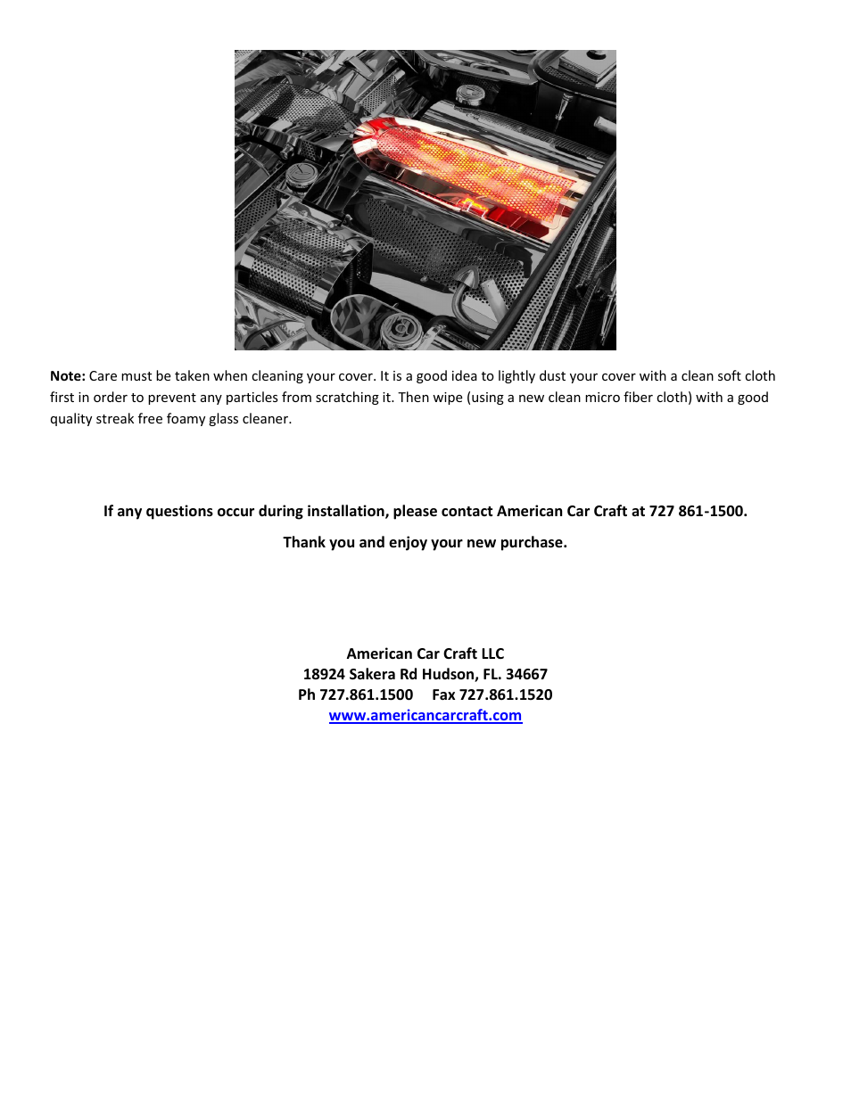 American Car Craft Corvette Plenum Cover Low Profile Perforated Illuminated 1997-2004 C5 & Z06 User Manual | Page 3 / 3