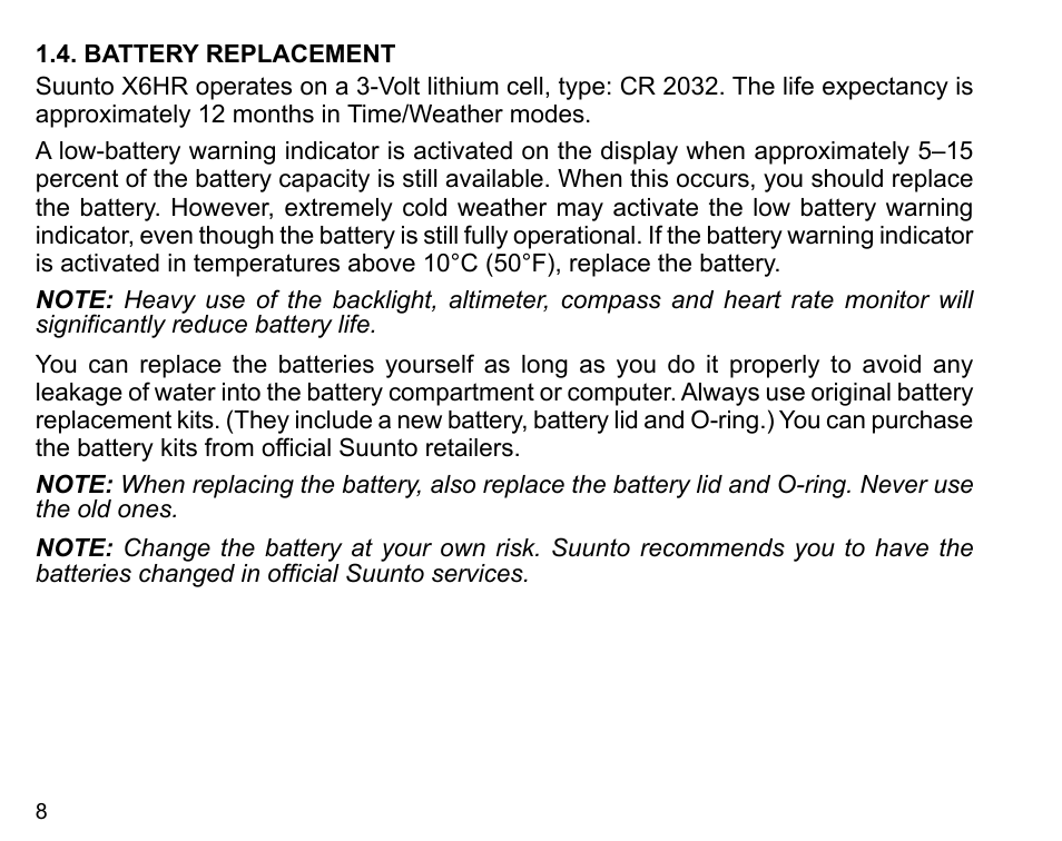 SUUNTO X6HR User Manual | Page 10 / 69