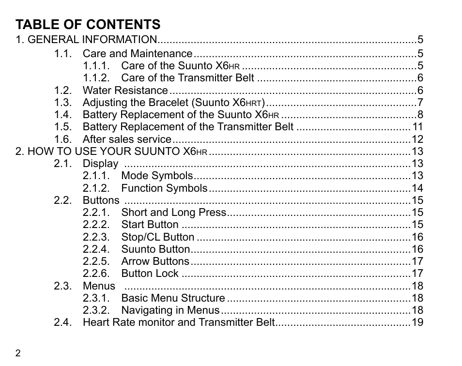 SUUNTO X6HR User Manual | Page 4 / 69