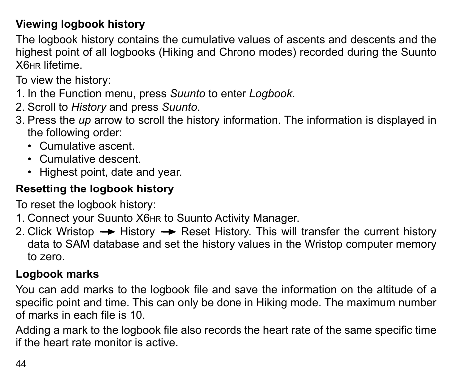 SUUNTO X6HR User Manual | Page 46 / 69