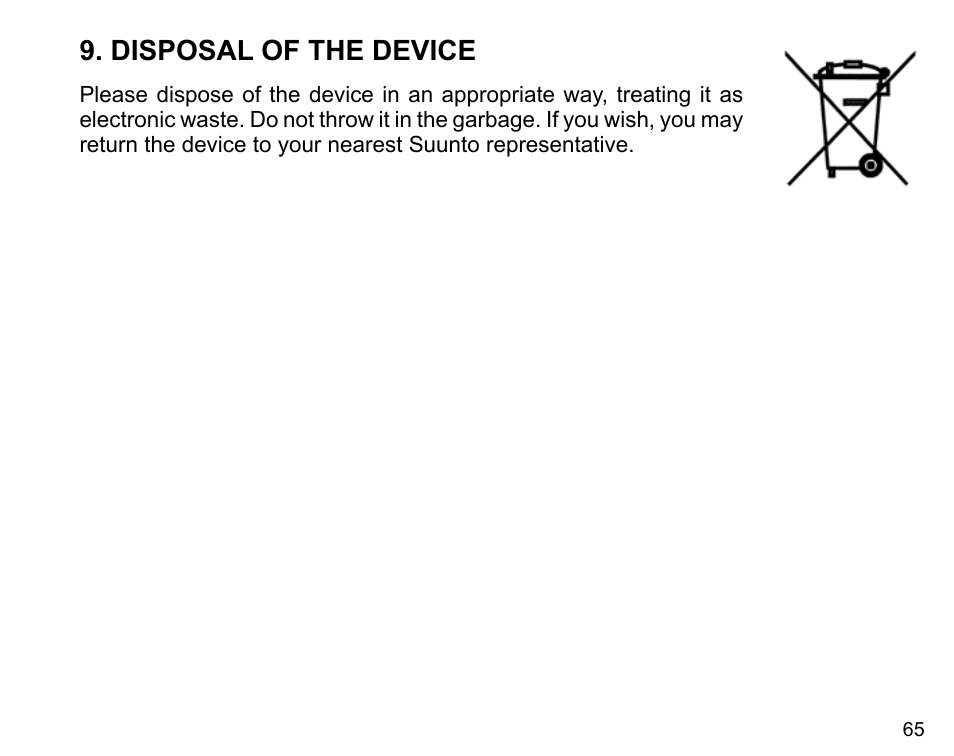 Disposal of the device | SUUNTO X6HR User Manual | Page 67 / 69