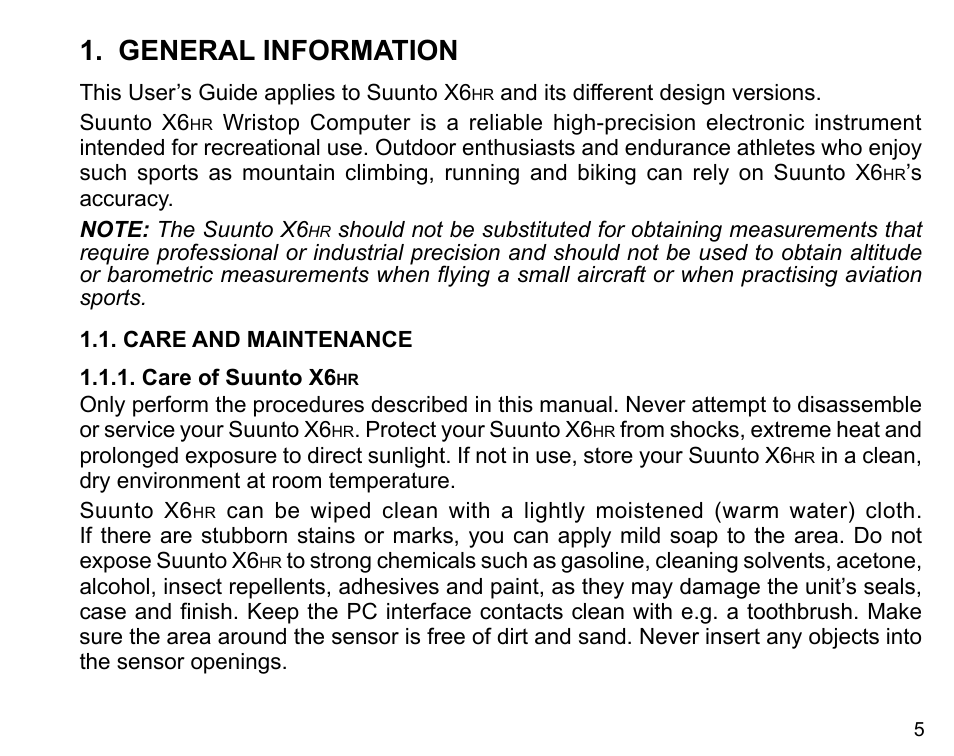 General information | SUUNTO X6HR User Manual | Page 7 / 69