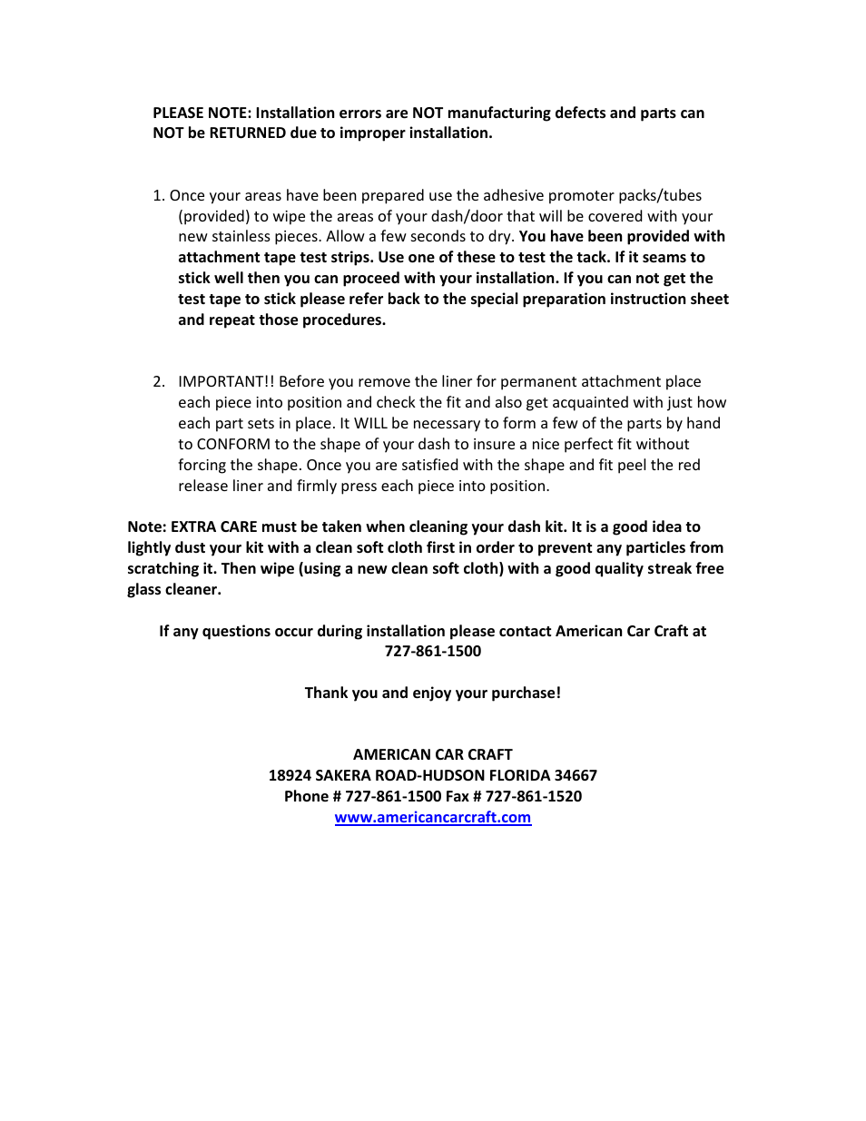 American Car Craft Camaro A_C Vent Trim Polished Upper Dash 2Pc 2010-2013 User Manual | Page 2 / 2