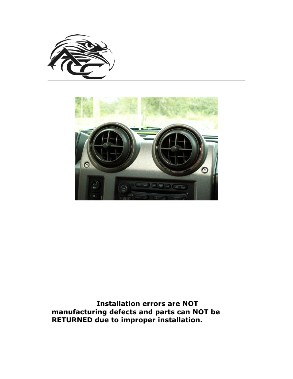American Car Craft Hummer H2 AC Vent Rings Polished Front 4Pc 2003-2007 User Manual | 2 pages