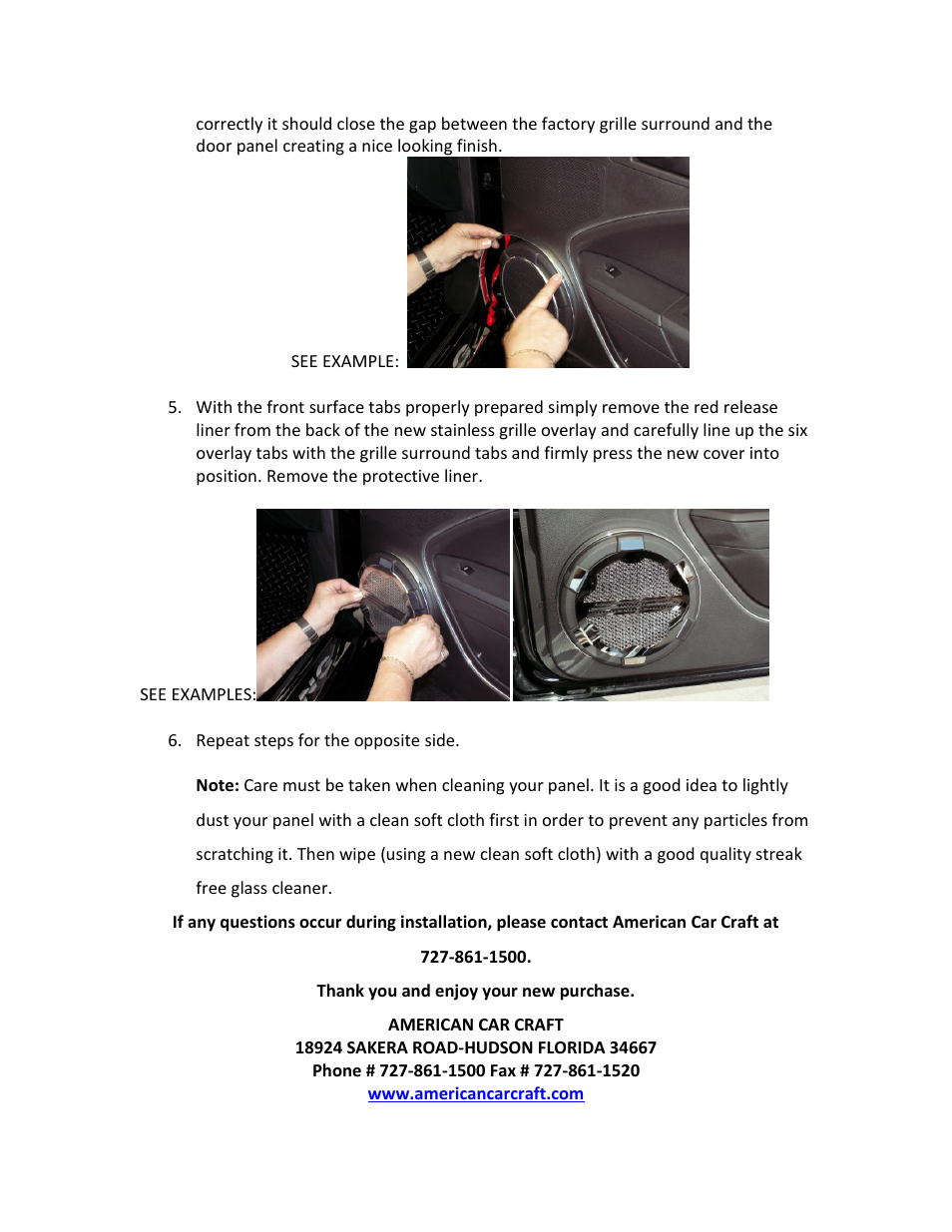 American Car Craft Mustang Speaker Grille Kit Polished Mustang Line Style V6 & GT 2005-2009 User Manual | Page 3 / 3