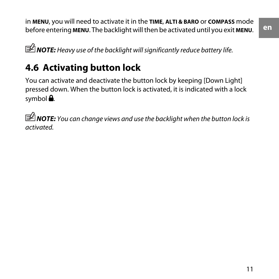 6 activating button lock | SUUNTO LUMI User Manual | Page 14 / 49