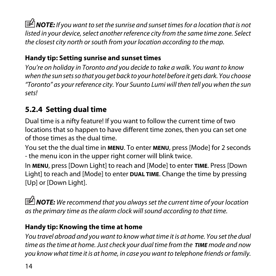 4 setting dual time | SUUNTO LUMI User Manual | Page 17 / 49