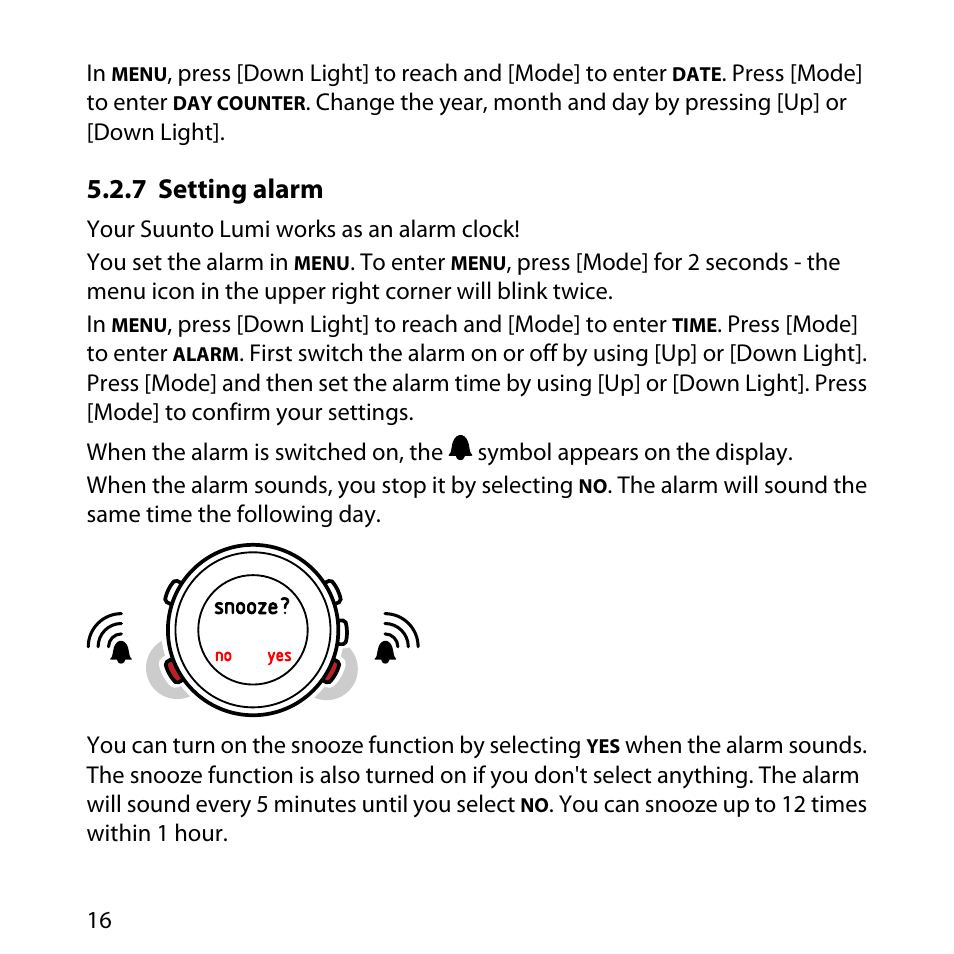 7 setting alarm | SUUNTO LUMI User Manual | Page 19 / 49