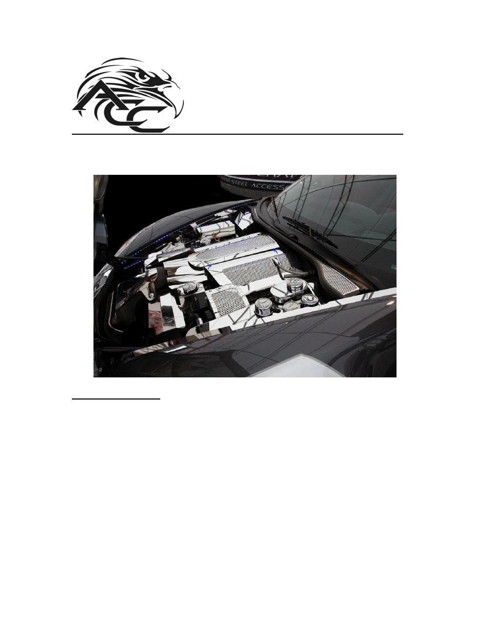 American Car Craft Corvette Plenum Cover Perforated Low Profile 2008-2013 C6+GS User Manual | 2 pages