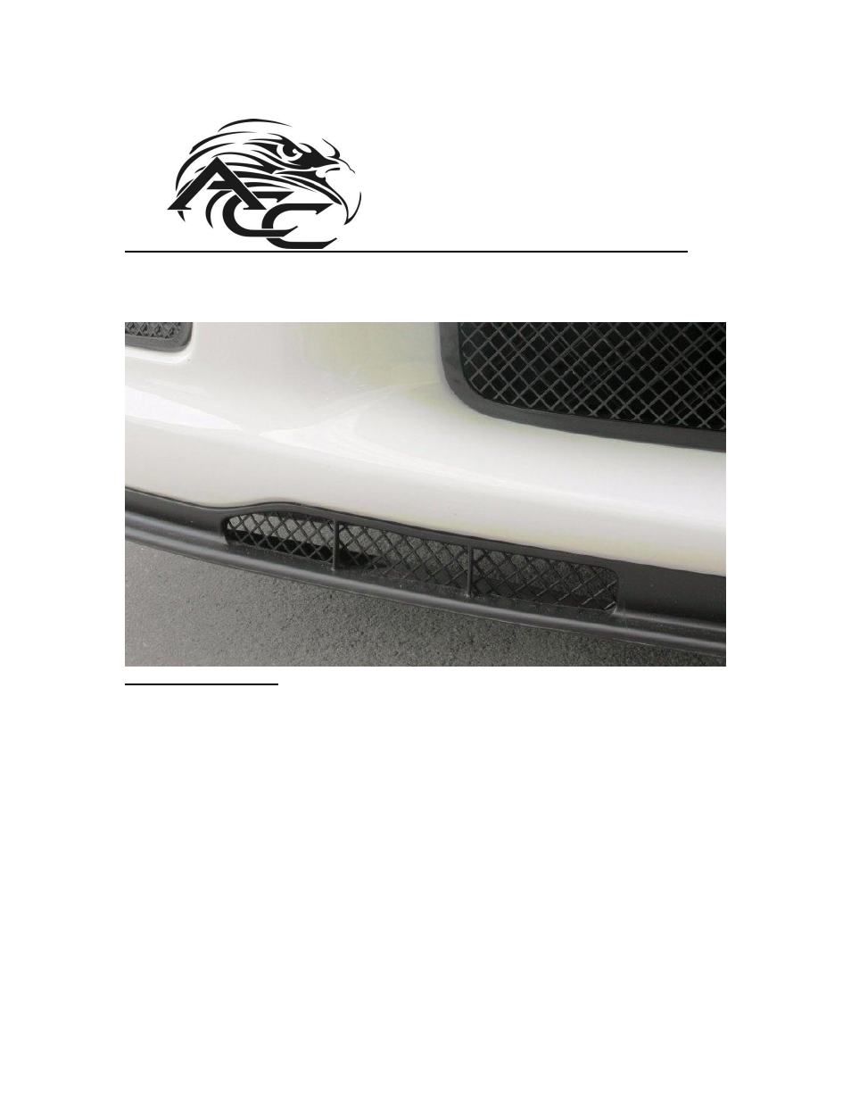 American Car Craft Corvette Air Dam Grilles Laser Mesh Blakk Stealth 2006-2013 Z06+GS+ZR1 User Manual | 2 pages