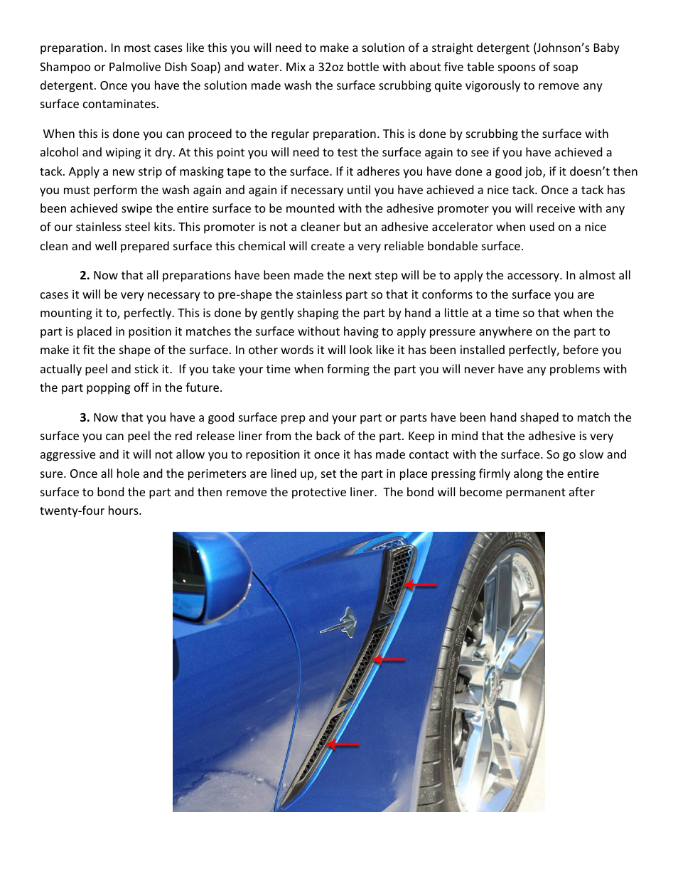 American Car Craft Corvette Stingray Side Vent Mesh Grille Overlay 6Pc Front Polished 2014+ C7 User Manual | Page 2 / 3