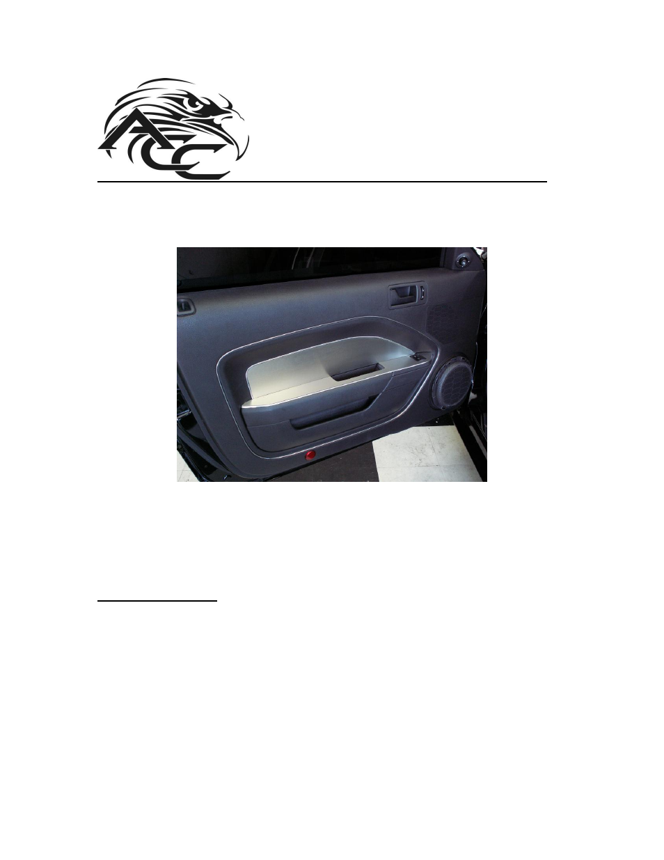 American Car Craft Mustang Door Panel Inserts Brushed Without Padded Door 2pc V6 & GT 2005-2009 User Manual | 3 pages