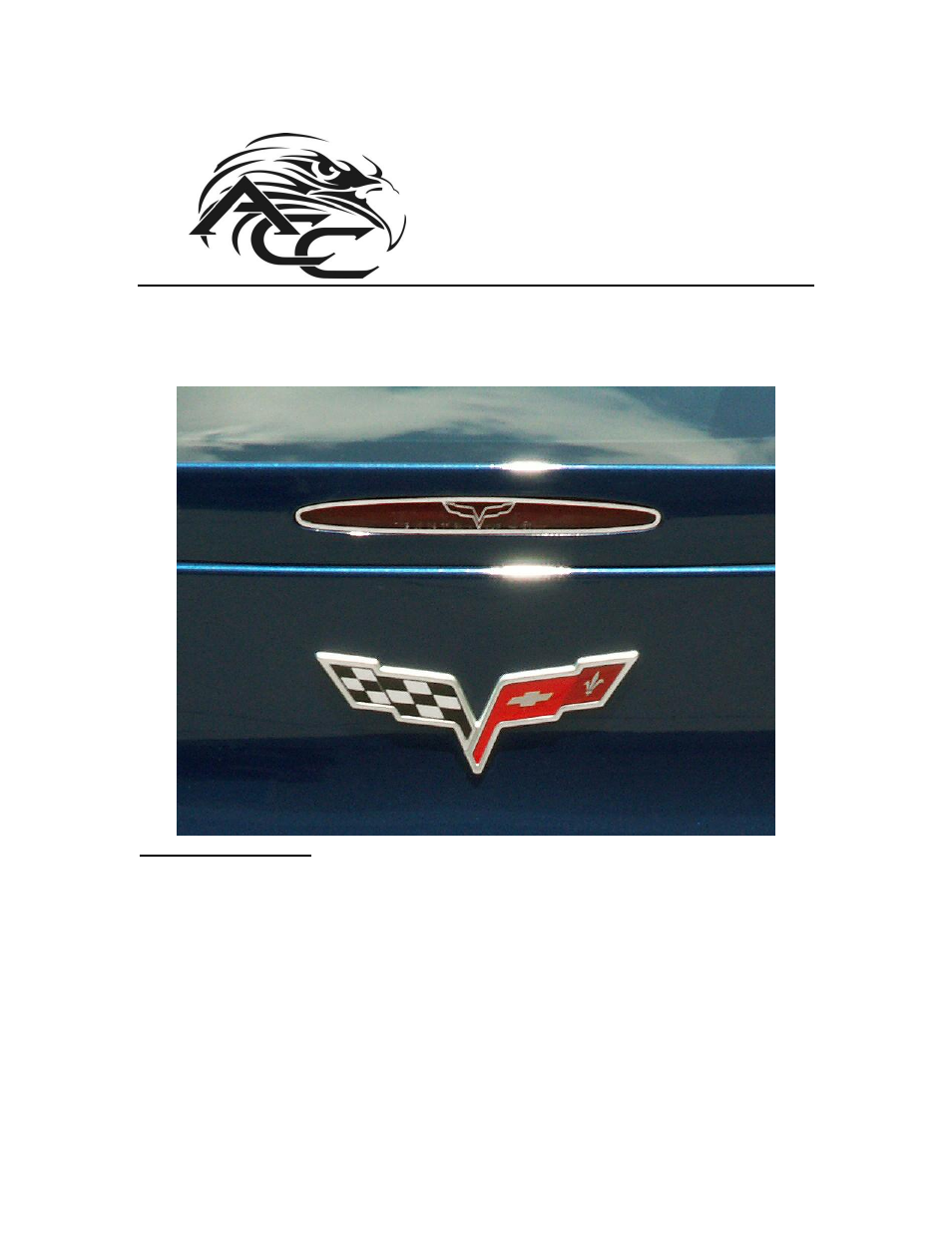 American Car Craft Corvette 5th Brake Light Trim Crossed Flags Style Polished 2005-2013 C6 all User Manual | 2 pages