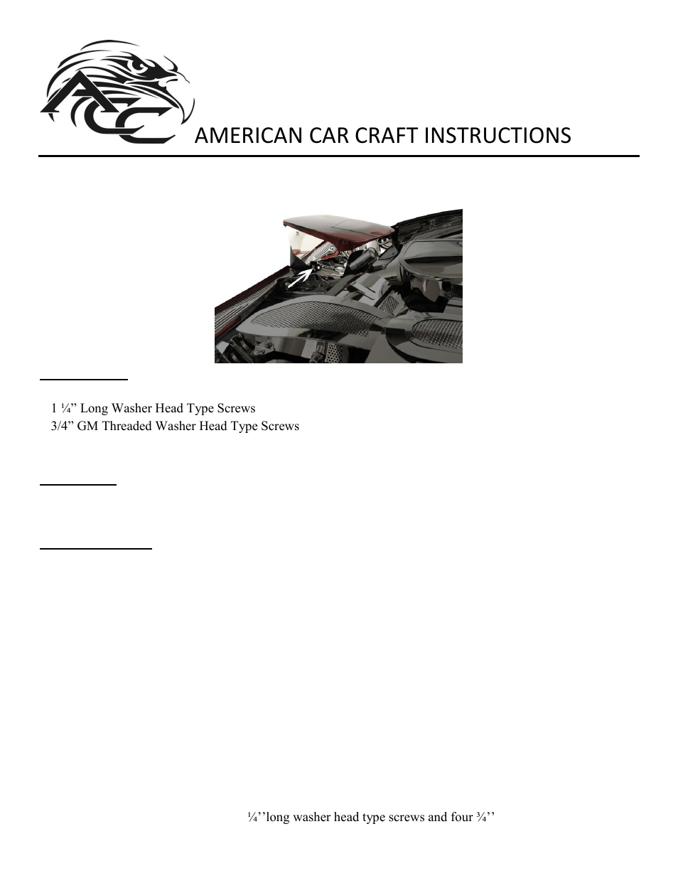 American Car Craft Corvette Headlight Buckets 2Pc Deluxe Polished 1997-2004 C5 & Z06 User Manual | 2 pages