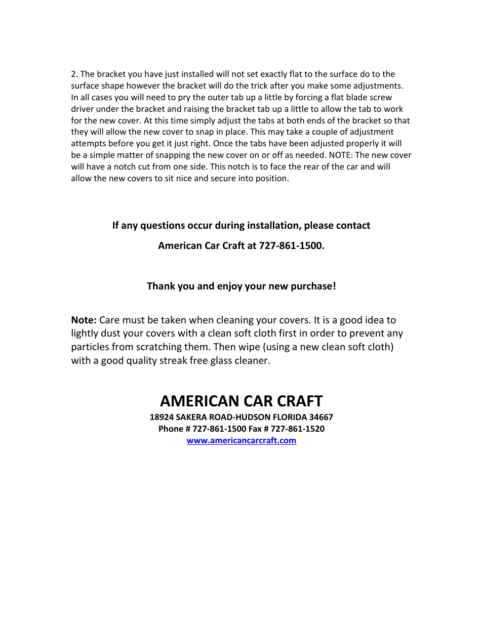 American car craft | American Car Craft Challenger Shock Tower Dome Covers Chrome 2008-2013 User Manual | Page 2 / 2