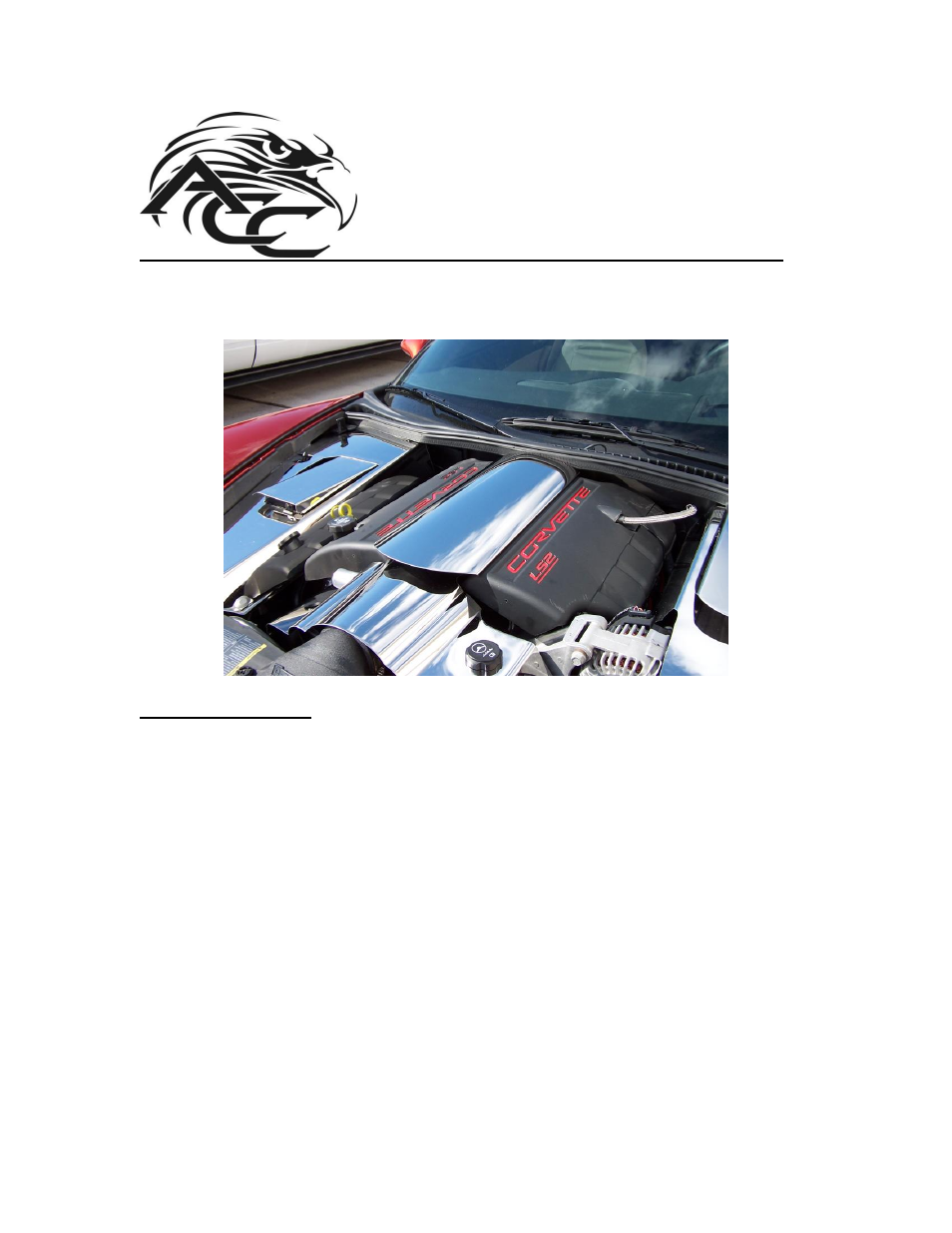 American Car Craft Corvette Plenum Cover Polished 2005-2013 C6+GS+Z06 User Manual | 2 pages