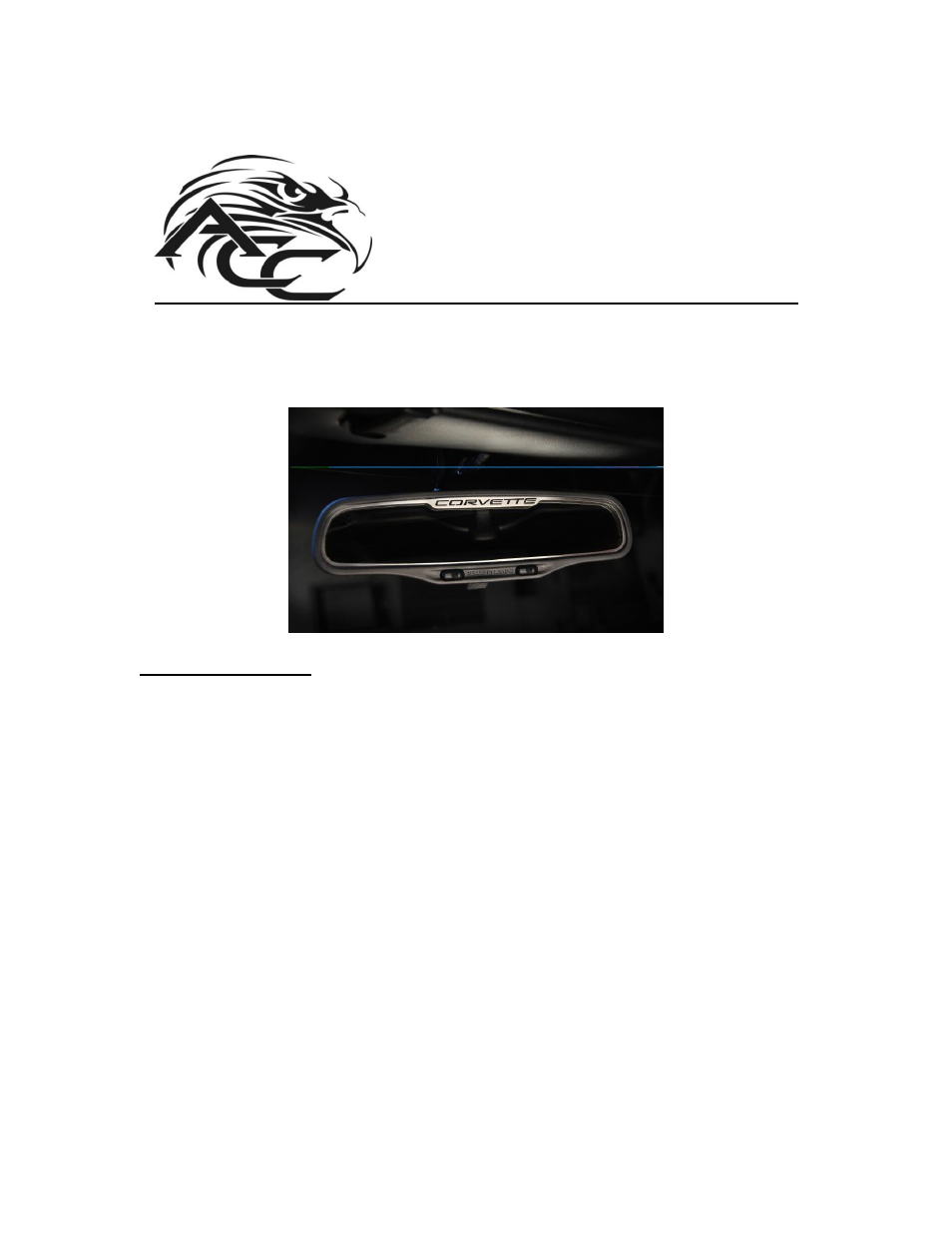 American Car Craft Corvette Rear View Mirror Trim with "CORVETTE Script 1997-2004 C5 & Z06 Auto-Dim" User Manual | 2 pages