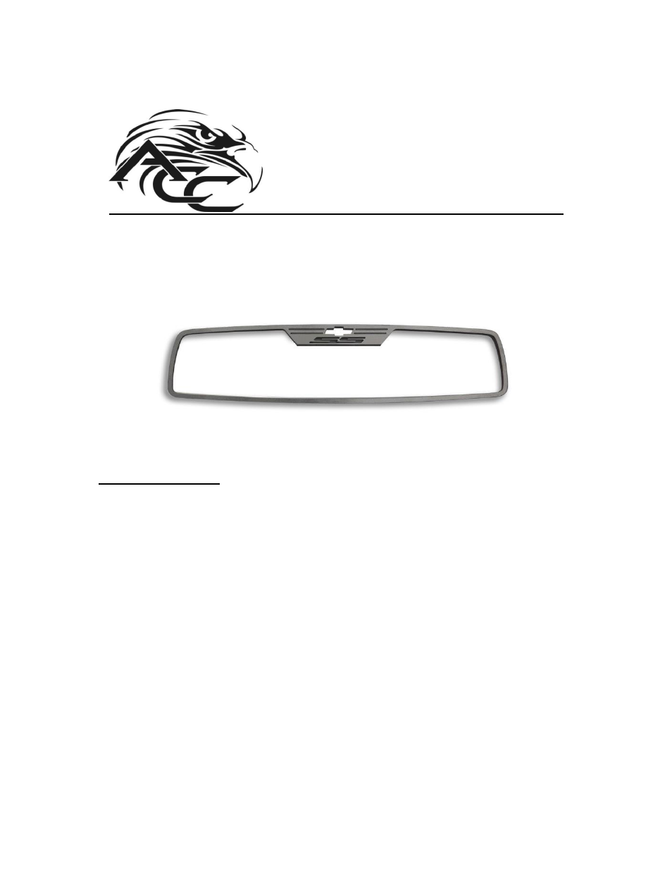 American Car Craft Camaro Rear View Mirror Trim "SS Style Brushed 2012-2013 Rectangle" User Manual | 2 pages