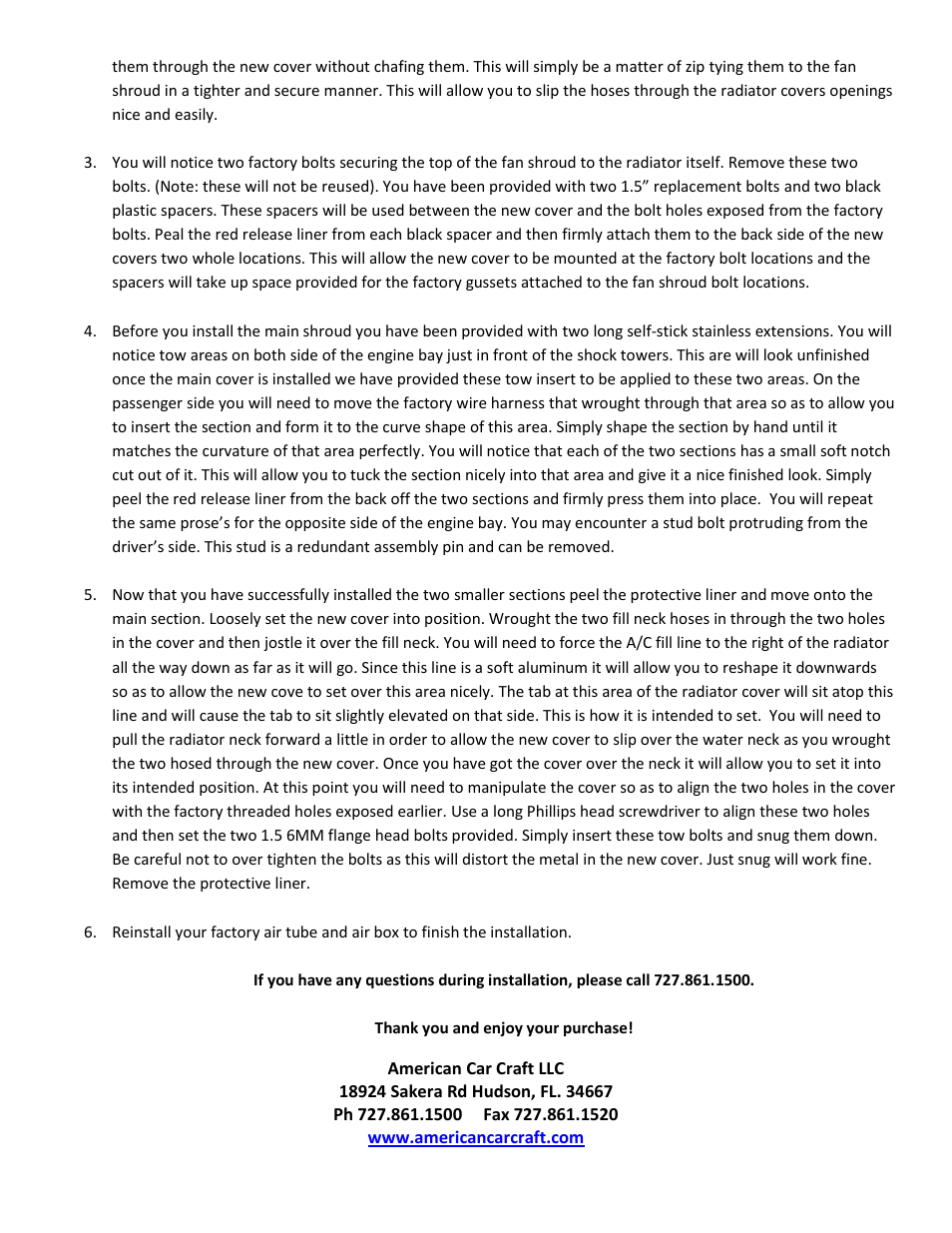 American Car Craft Camaro Radiator Cap Polished w_extensions 2010-2013 User Manual | Page 2 / 2