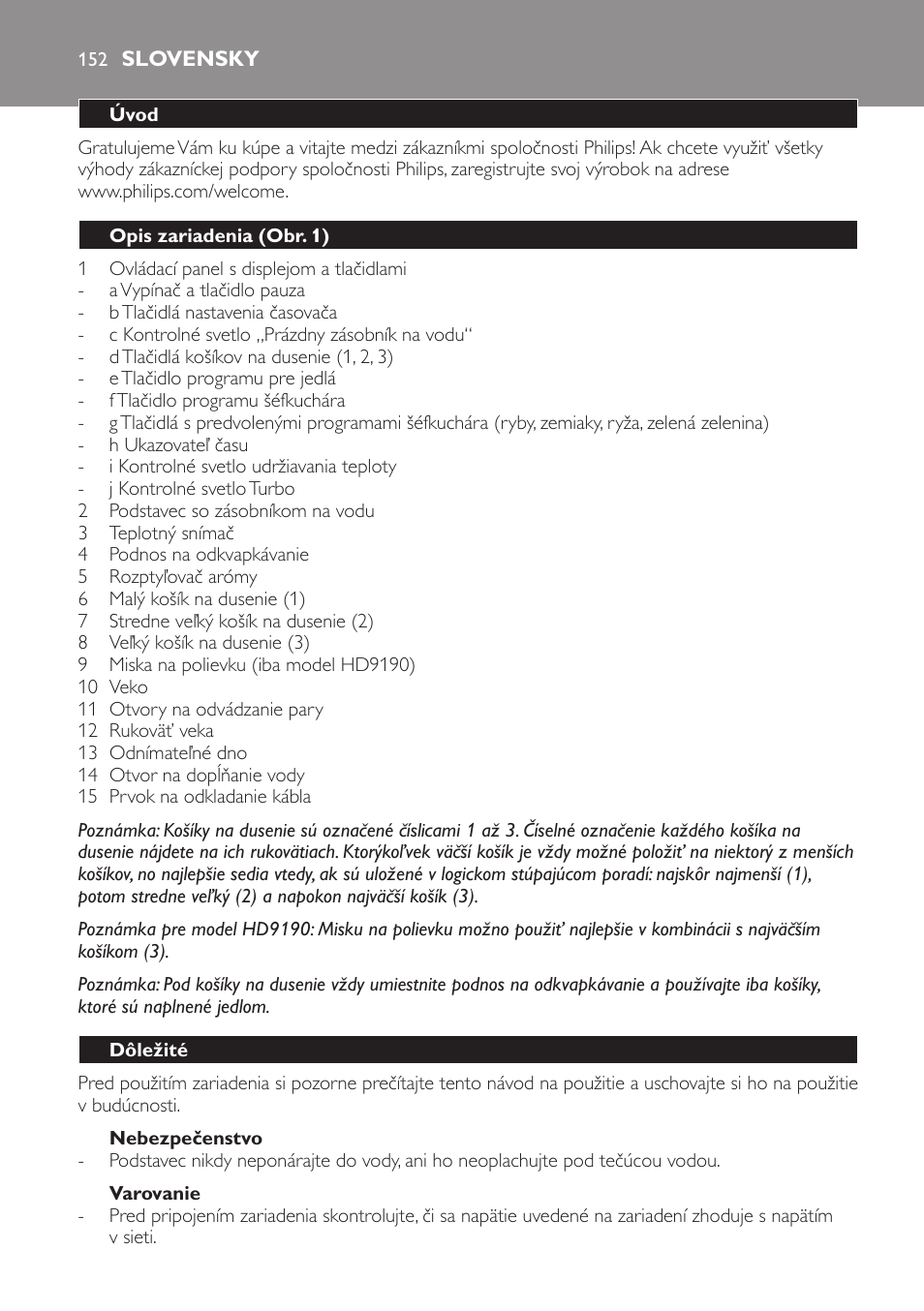 Slovensky | Philips HD9189 User Manual | Page 152 / 204