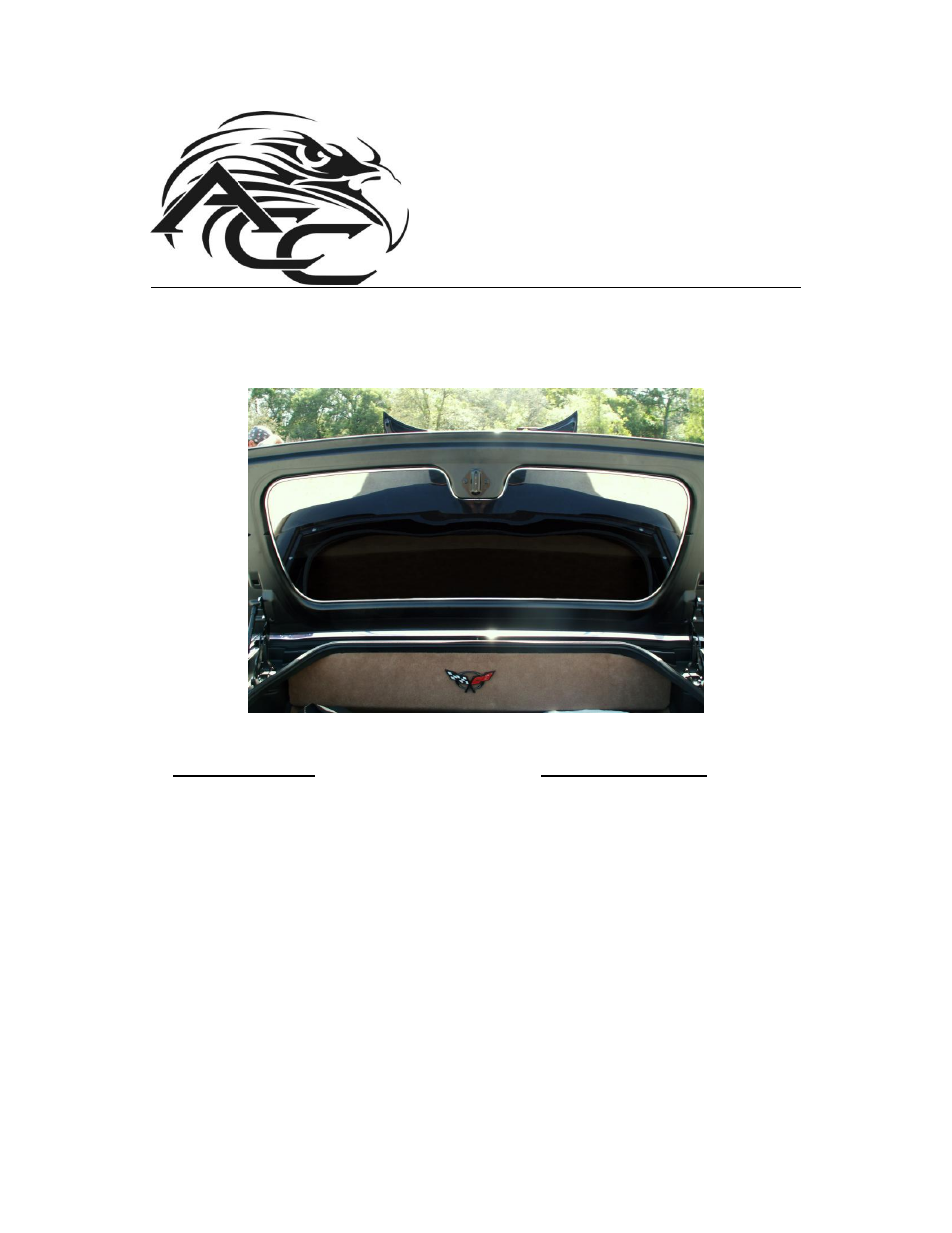 American Car Craft Corvette Convertible _ Hartop Trunk Lid Liner 1998-2004 C5 & Z06 User Manual | 2 pages