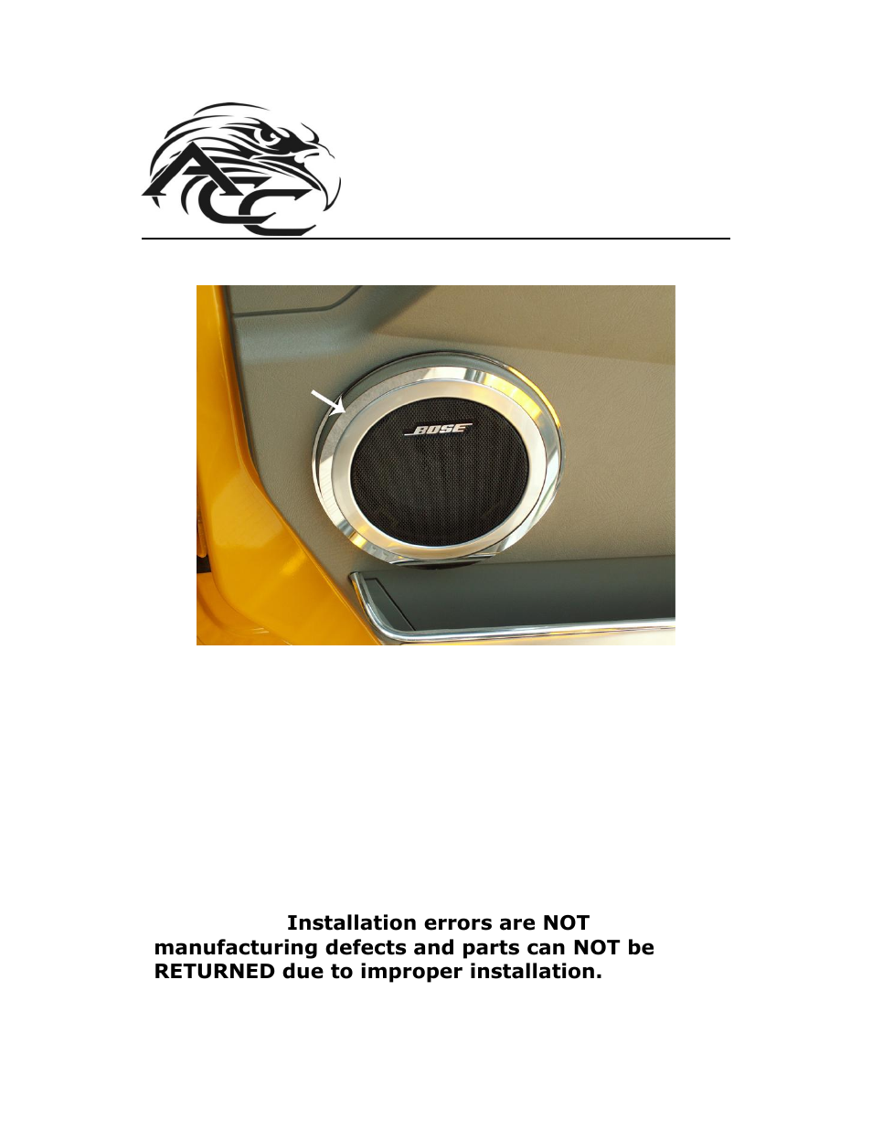 American Car Craft Hummer H2 Speaker Rings Polished Inner Door 4Pc 2003-2007 User Manual | 2 pages