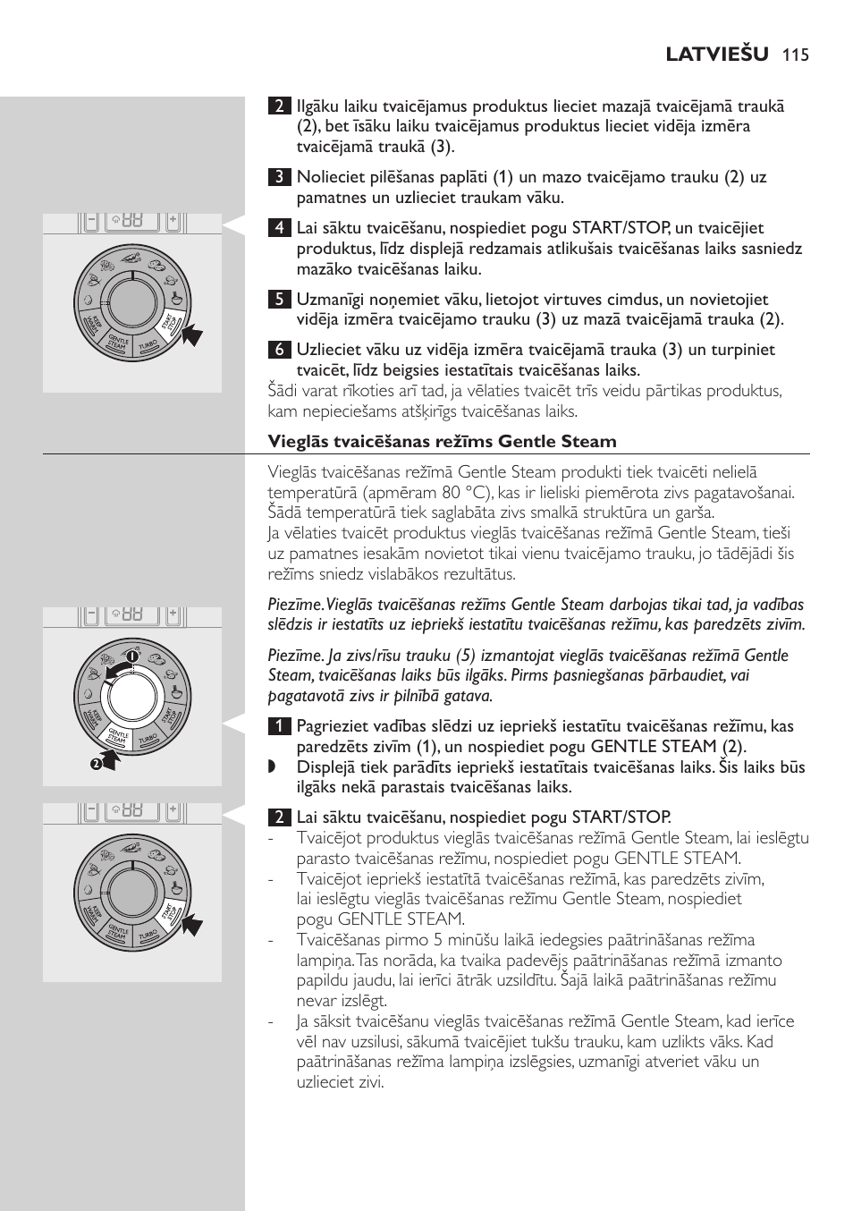 Dažādu sastāvdaļu tvaicēšana | Philips HD9160 User Manual | Page 115 / 242