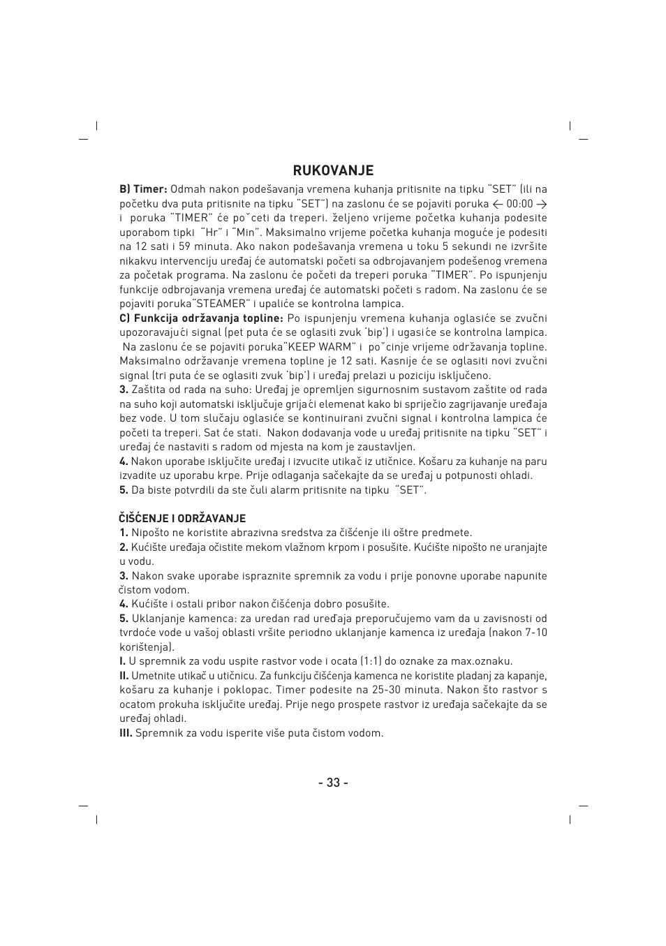Rukovanje | SINBO SFS 5707 User Manual | Page 34 / 43