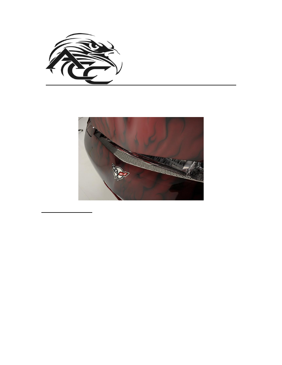 American Car Craft Corvette Nose Cap - Front Perforated 1997-2004 C5 & Z06 User Manual | 2 pages