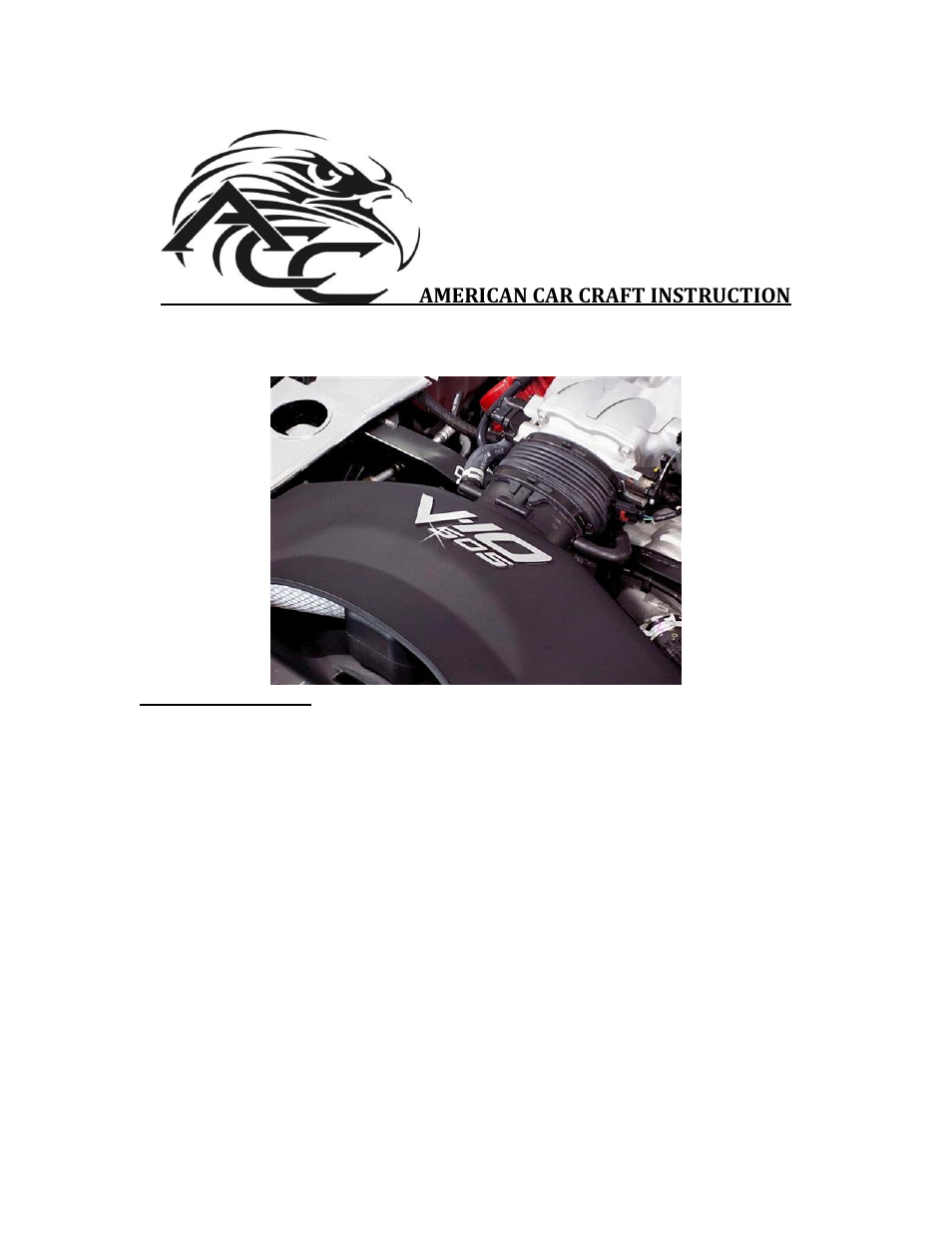 American Car Craft Dodge Viper Air Box Letters "V-10 505 Polished 2003-2006" User Manual | 2 pages