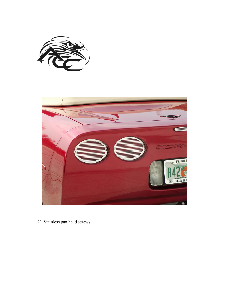 American Car Craft Corvette Taillight Grilles 4Pc Set - Billet Style 1997-2004 C5 & Z06 User Manual | 2 pages