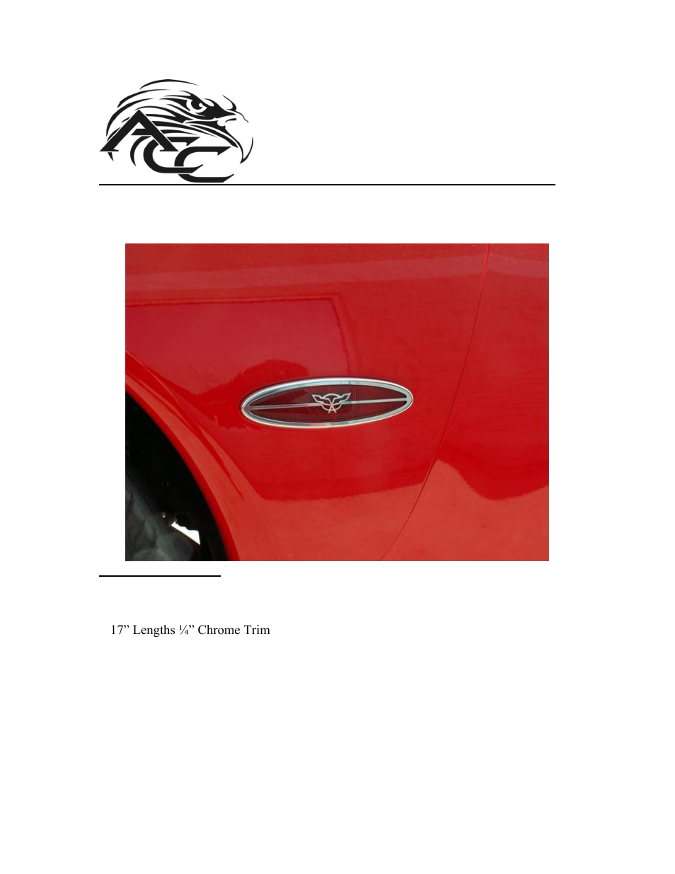 American Car Craft Corvette Side Marker Trim Rear 2Pc with Chevy Bowtie Brushed 1997-2004 C5 User Manual | 2 pages