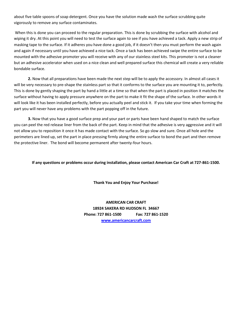 American Car Craft Camaro Splitter Lower Front Trim Brushed 2012-2013 ZL1 only User Manual | Page 2 / 2