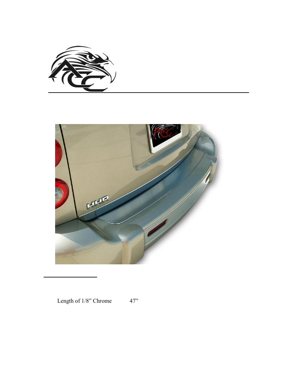 American Car Craft HHR Bumper Cap Brushed Rear 2006-2012 User Manual | 2 pages