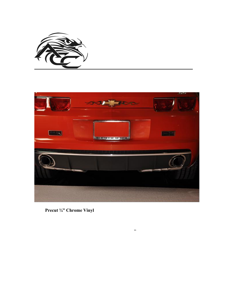 American Car Craft Camaro Rear Valance Trim - Classic Chrome 2010-2013 User Manual | 2 pages