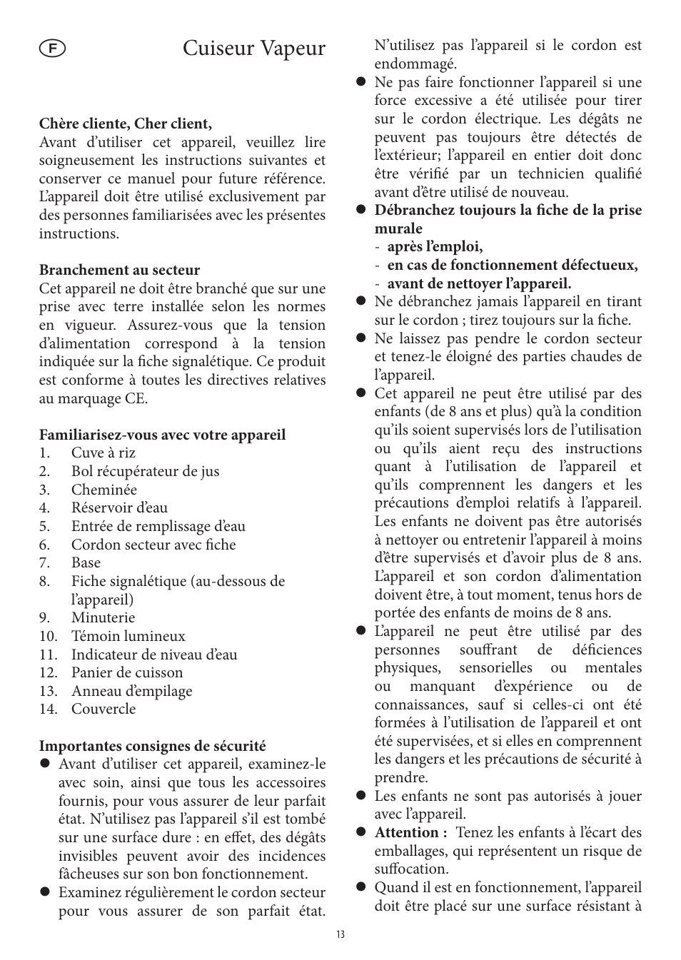 Cuiseur vapeur | SEVERIN DG 2438 User Manual | Page 13 / 62