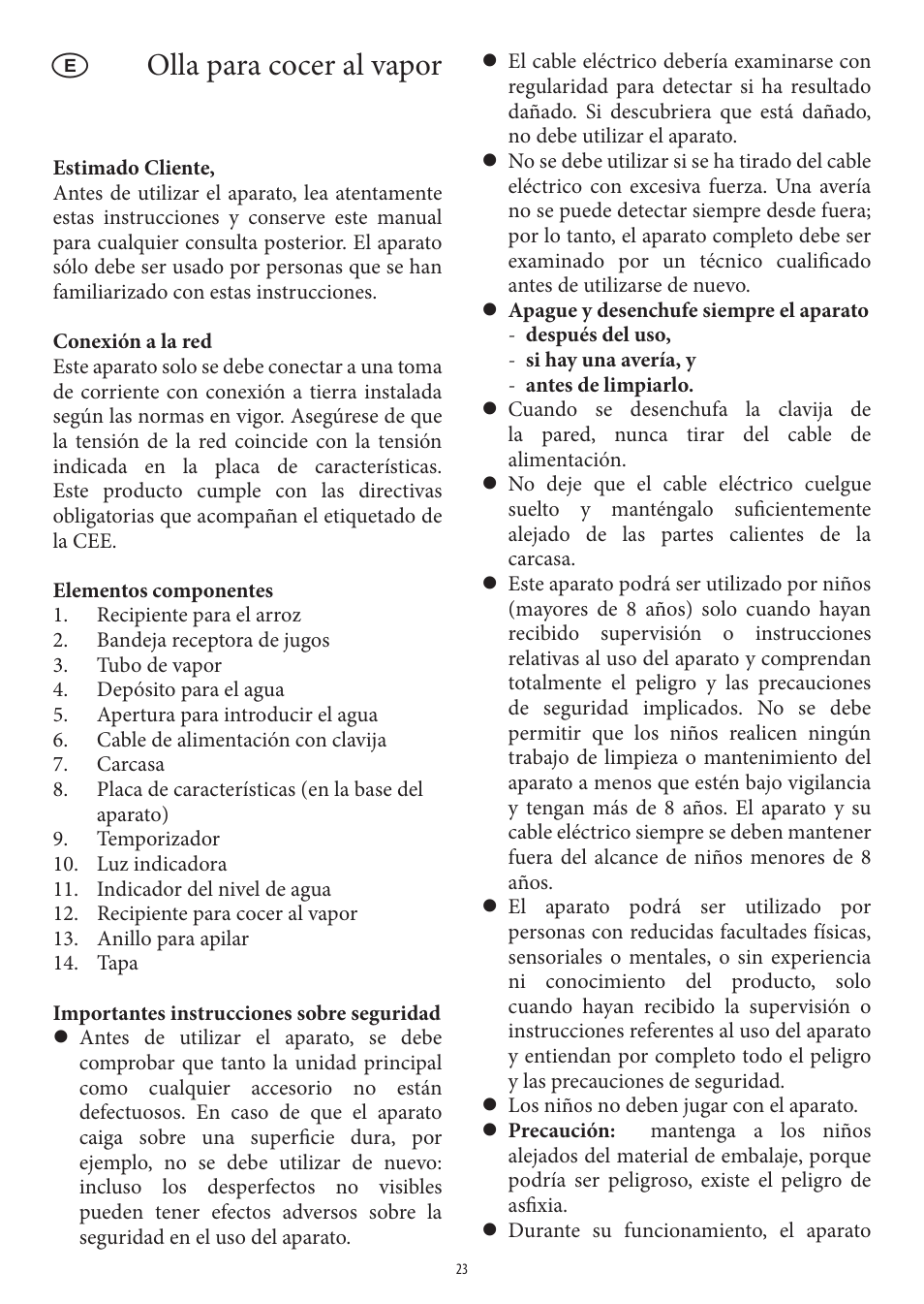 Olla para cocer al vapor | SEVERIN DG 2438 User Manual | Page 23 / 62