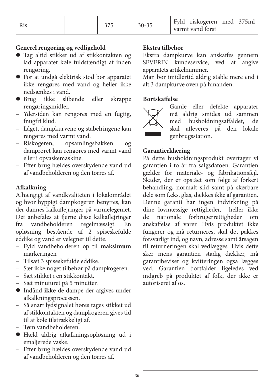 SEVERIN DG 2438 User Manual | Page 36 / 62