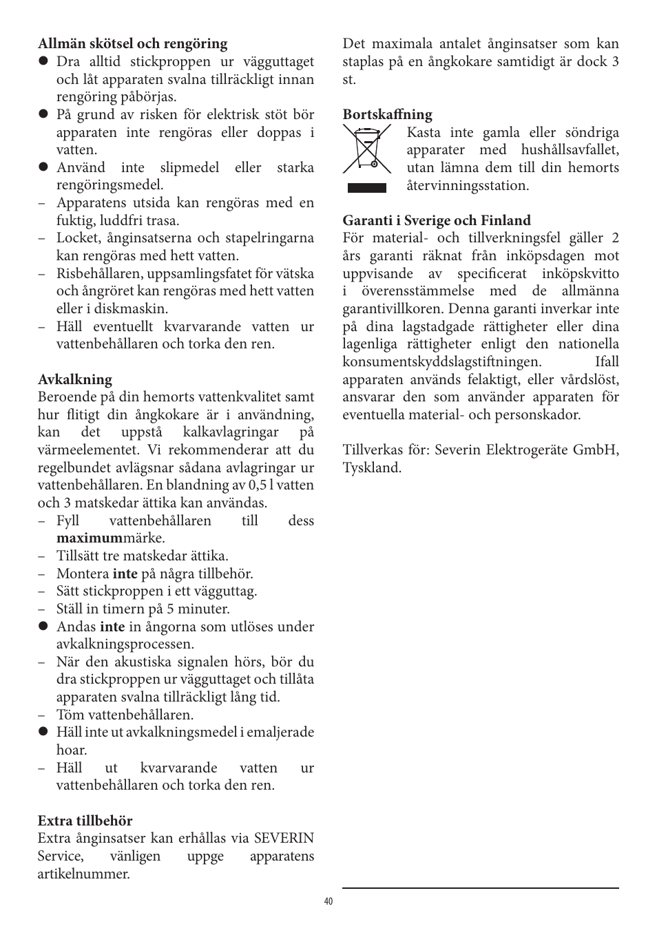 SEVERIN DG 2438 User Manual | Page 40 / 62