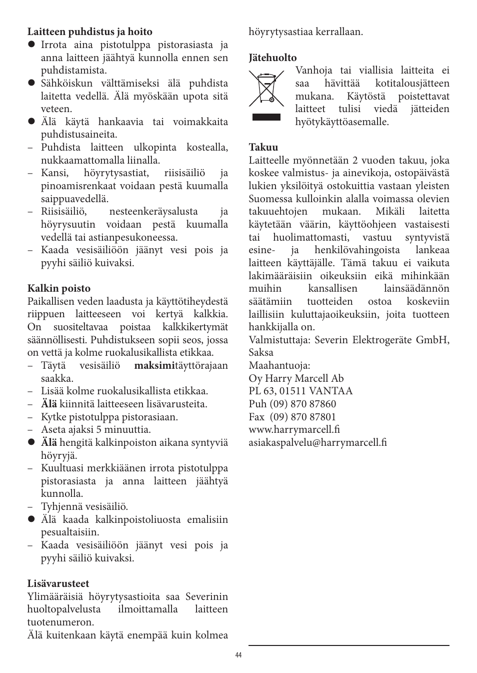 SEVERIN DG 2438 User Manual | Page 44 / 62