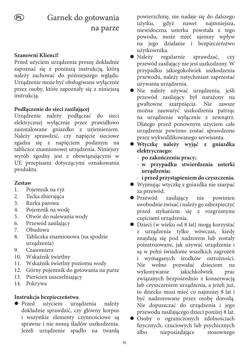 Garnek do gotowania na parze | SEVERIN DG 2438 User Manual | Page 45 / 62