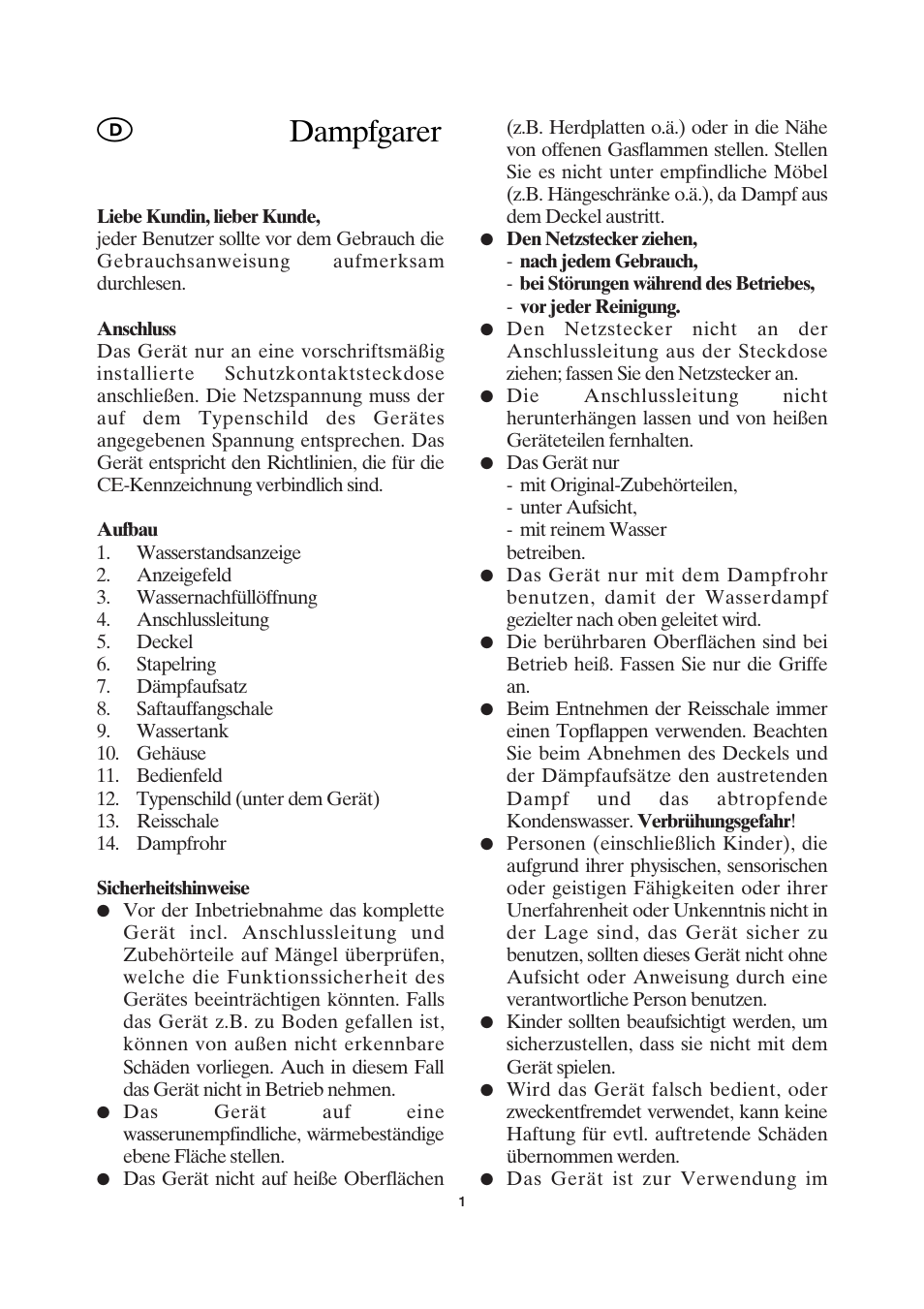 Dampfgarer | SEVERIN DG 2428 User Manual | Page 4 / 68