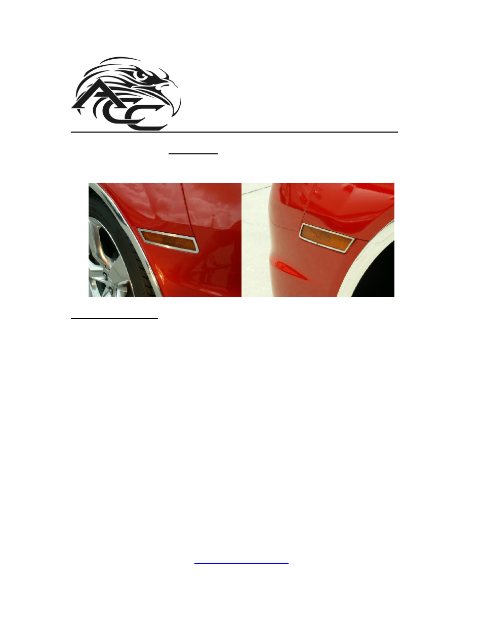 American Car Craft Camaro Side Marker Trim Polished 4Pc 2010-2013 User Manual | 1 page