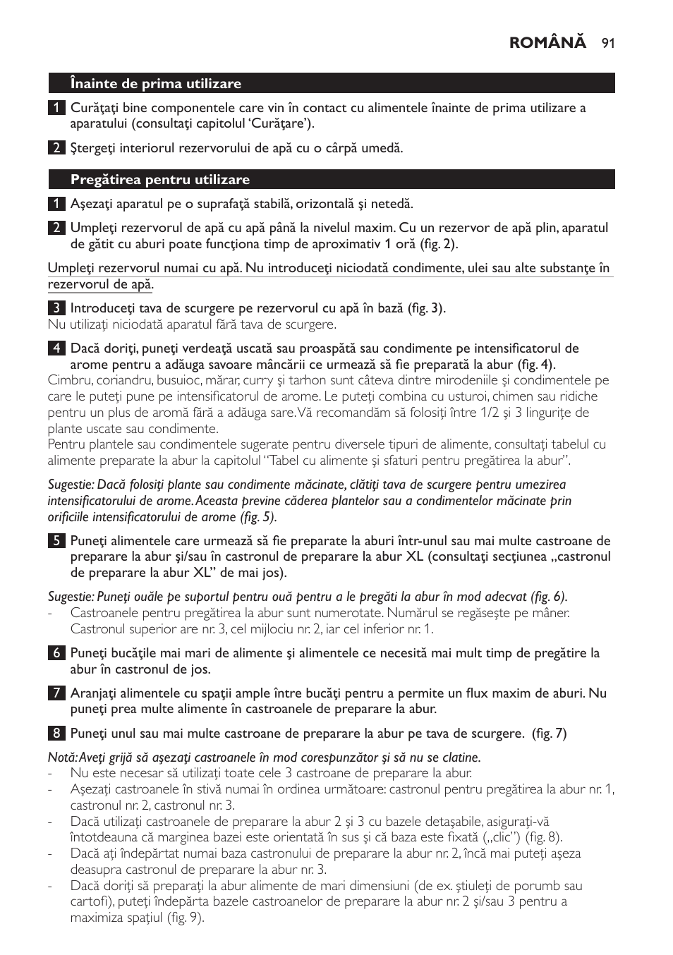Înainte de prima utilizare, Pregătirea pentru utilizare | Philips HD9140 User Manual | Page 91 / 144