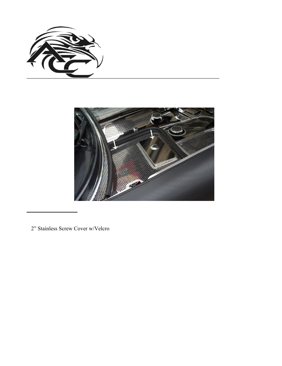 American Car Craft Corvette Battery _ Fuse Box Cover - Perforated 1997-2004 C5 & Z06 User Manual | 2 pages
