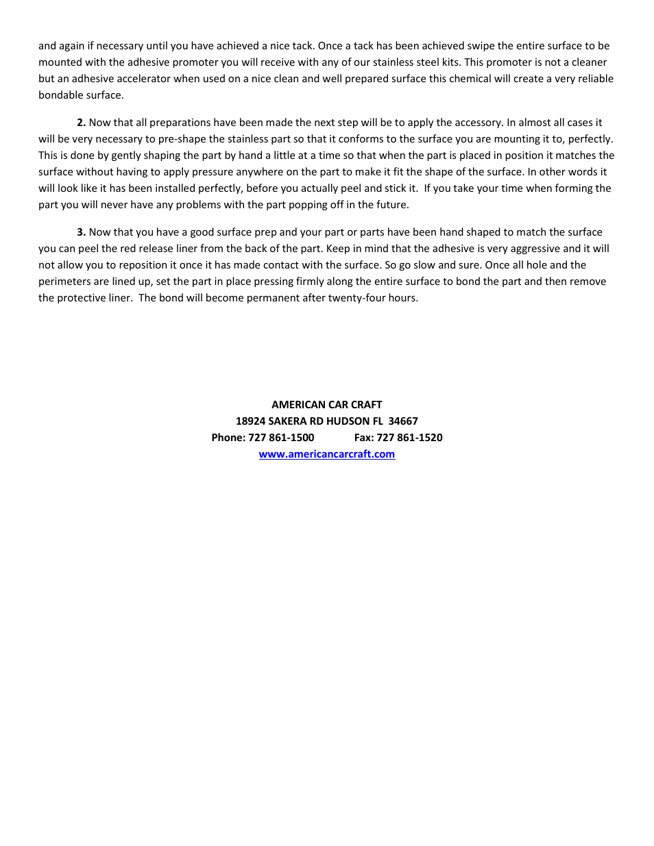 American Car Craft Camaro Door Handle Pull _ Switch Deluxe Trim Plate 2Pc 2010-2011 Coupe only User Manual | Page 2 / 2