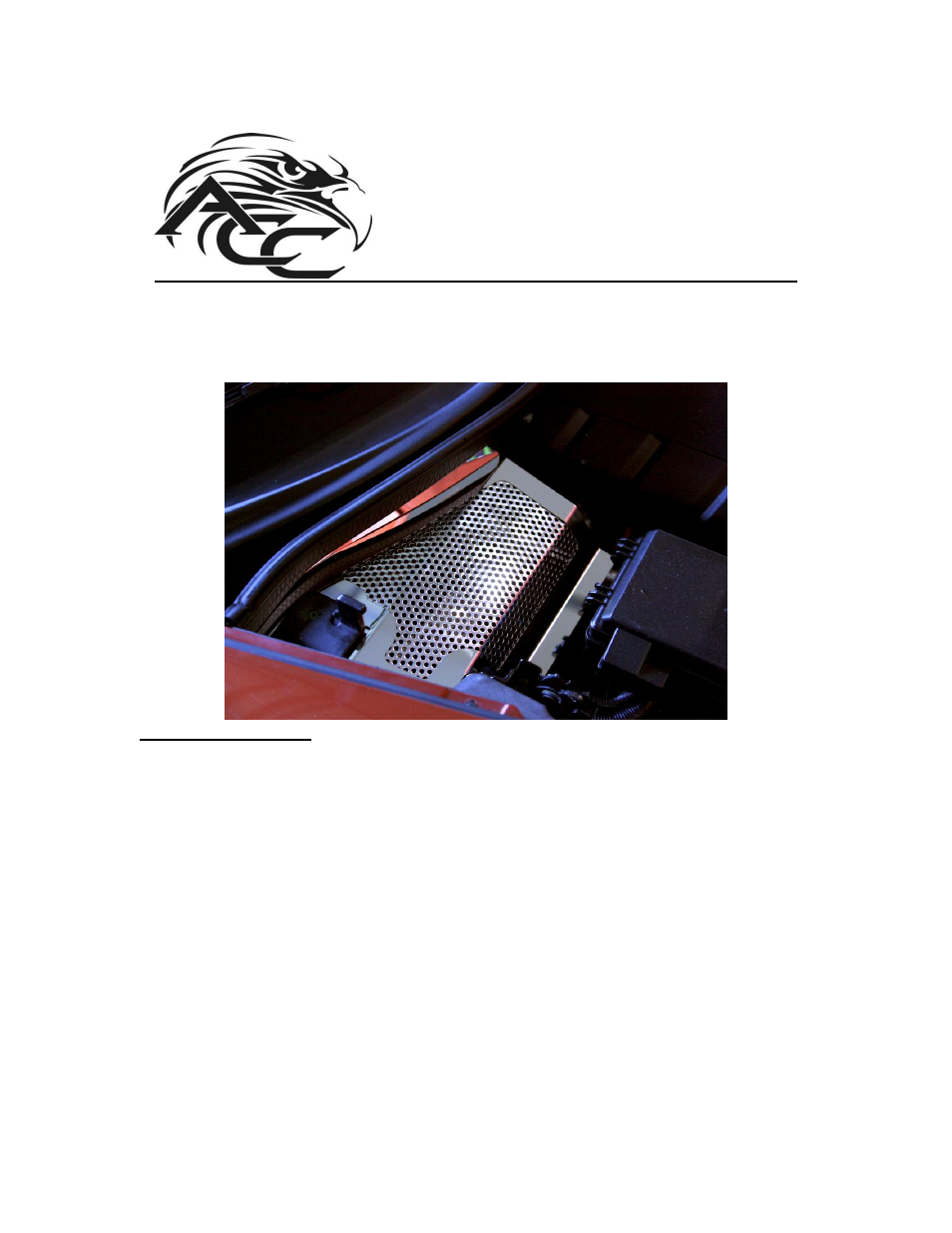 American Car Craft Corvette Battery Cover Perforated 2005-2007 C6 only User Manual | 2 pages