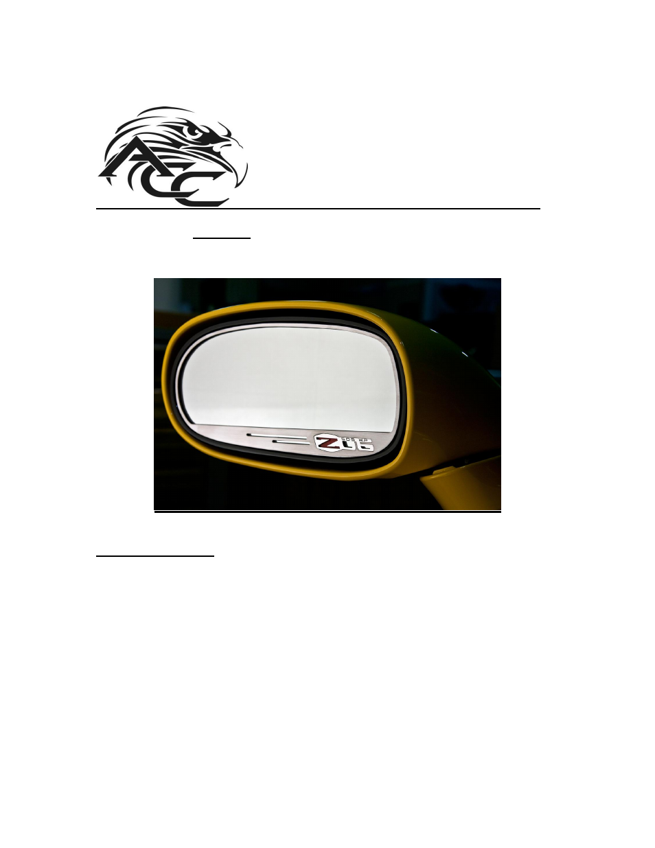 American Car Craft Corvette Side View Mirror Trim 2Pc Z06 Style Auto-Dim 2006-2013 User Manual | 2 pages